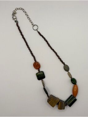 Treska Green and Amber Beaded Women's Necklace